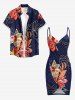 Flower Tropical Leaf Print Hawaii Convertible Beach Cover Up - Cadetblue 4X