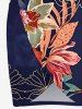 Flower Tropical Leaf Print Hawaii Convertible Beach Cover Up - Cadetblue 4X
