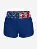 Glitter Sequins Patriotic American Flag Print Boyleg Tankini Swimsuit (Adjustable Shoulder Strap) -  