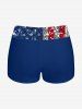 Glitter Sequins Patriotic American Flag Print Boyleg Tankini Swimsuit (Adjustable Shoulder Strap) -  