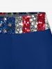 Glitter Sequins Patriotic American Flag Print Boyleg Tankini Swimsuit (Adjustable Shoulder Strap) -  