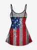 Glitter Sequins Patriotic American Flag Print Boyleg Tankini Swimsuit (Adjustable Shoulder Strap) -  
