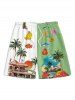 Men's Matching Two Piece Hawaiian Tropical Coconut Tree Floral Letter Graphic Print Short Sleeves Shirt And Drawstring Shorts Set - Vert Pois M