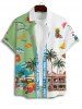 Men's Matching Two Piece Hawaiian Tropical Coconut Tree Floral Letter Graphic Print Short Sleeves Shirt And Drawstring Shorts Set -  