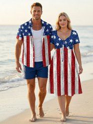 Patriotic American Flag Sparkling Sequin 3D Print Matching Outfit For Couples -  