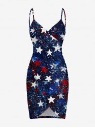 Patriotic American Flag Sparkling Sequin 3D Print Convertible Beach Cover -  