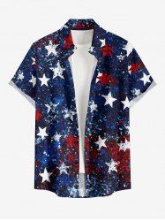 Patriotic American Flag Sparkling Sequin 3D Print Buttons Pocket Shirt For Men -  