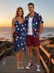 Patriotic American Flag Sparkling Sequin 3D Print Matching Outfit For Couples -  