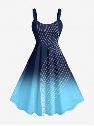 Ombre Curve Plaid Print Tank Dress - Bleu profond 4X