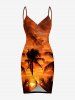 Coconut Tree Ombre Dusk Sunset Print Matching Hawaii Beach Outfit For Couples - Brun Légère 
