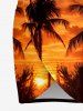 Coconut Tree Ombre Dusk Sunset Print Matching Hawaii Beach Outfit For Couples - Brun Légère 