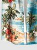 Coconut Tree Sea Hibiscus Flower Print Matching Hawaii Beach Outfit For Couples -  
