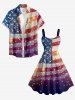 Patriotic American Flag Fireworks Glitter 3D Print Matching Outfit For Couples - Bleu 