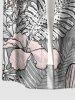 Hibiscus Flower Tropical Leaf Print Matching Hawaii Beach Outfit For Couples - Gris 