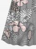 Hibiscus Flower Tropical Leaf Print Matching Hawaii Beach Outfit For Couples - Gris 