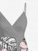 Hibiscus Flower Tropical Leaf Print Matching Hawaii Beach Outfit For Couples - Gris 