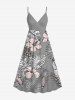 Hibiscus Flower Tropical Leaf Print Matching Hawaii Beach Outfit For Couples - Gris 