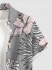 Hibiscus Flower Tropical Leaf Print Matching Hawaii Beach Outfit For Couples - Gris 