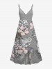 Hibiscus Flower Tropical Leaf Print Matching Hawaii Beach Outfit For Couples - Gris 