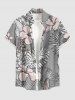 Hibiscus Flower Tropical Leaf Print Matching Hawaii Beach Outfit For Couples - Gris 
