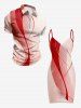 Curve Ombre Print Matching Hawaii Beach Outfit For Couples - CORAL ROSE 