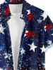 Patriotic American Flag Sparkling Sequin 3D Print Buttons Pocket Shirt For Men -  