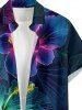 Hibiscus Flower Leaf Print Buttons Pocket Hawaii Shirt For Men -  