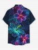 Hibiscus Flower Leaf Print Buttons Pocket Hawaii Shirt For Men -  