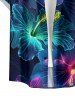Hibiscus Flower Leaf Print Buttons Pocket Hawaii Shirt For Men -  