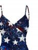 Patriotic American Flag Sparkling Sequin 3D Print Convertible Beach Cover -  