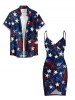 Patriotic American Flag Sparkling Sequin 3D Print Convertible Beach Cover -  