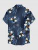 Flower Leaf Print Buttons Pocket Hawaii Shirt For Men -  