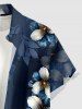 Flower Leaf Print Buttons Pocket Hawaii Shirt For Men -  
