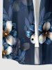 Flower Leaf Print Buttons Pocket Hawaii Shirt For Men -  