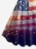 Patriotic American Flag Fireworks Glitter 3D Print Tank Dress -  