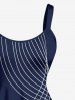 Ombre Curve Plaid Print Tank Dress - Bleu profond 4X