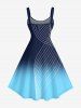 Ombre Curve Plaid Print Tank Dress - Bleu profond 4X