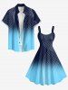 Ombre Curve Plaid Print Tank Dress - Bleu profond 4X