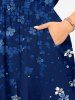 Flowers Ombre Print Split Hawaii Midi Dress - Bleu profond XS