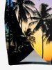Coconut Tree Ombre Colorblock Print Convertible Hawaii Beach Cover - Bleu Ciel 5X