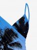 Coconut Tree Ombre Colorblock Print Convertible Hawaii Beach Cover - Bleu Ciel 5X