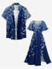 Flowers Ombre Print Split Hawaii Midi Dress - Bleu profond 4X