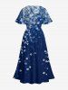 Flowers Ombre Print Split Hawaii Midi Dress - Bleu profond 4X