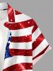 Plus Size Patriotic American Flag Sparkling Sequin 3D Print Buttons Pocket Shirt For Men -  