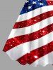 Plus Size Patriotic American Flag Sparkling Sequin 3D Print Tank Dress -  