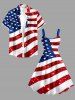 Plus Size Patriotic American Flag Sparkling Sequin 3D Print Tank Dress -  