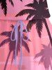 Coconut Tree Bird Moon Ombre Print Cinched Hawaii Romper -  