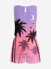 Coconut Tree Bird Moon Ombre Print Cinched Hawaii Romper -  