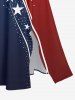Plus Size Patriotic American Flag Print Split Pocket A Line Midi Dress - Bleu L