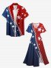 Plus Size Patriotic American Flag Print Split Pocket A Line Midi Dress - Bleu L